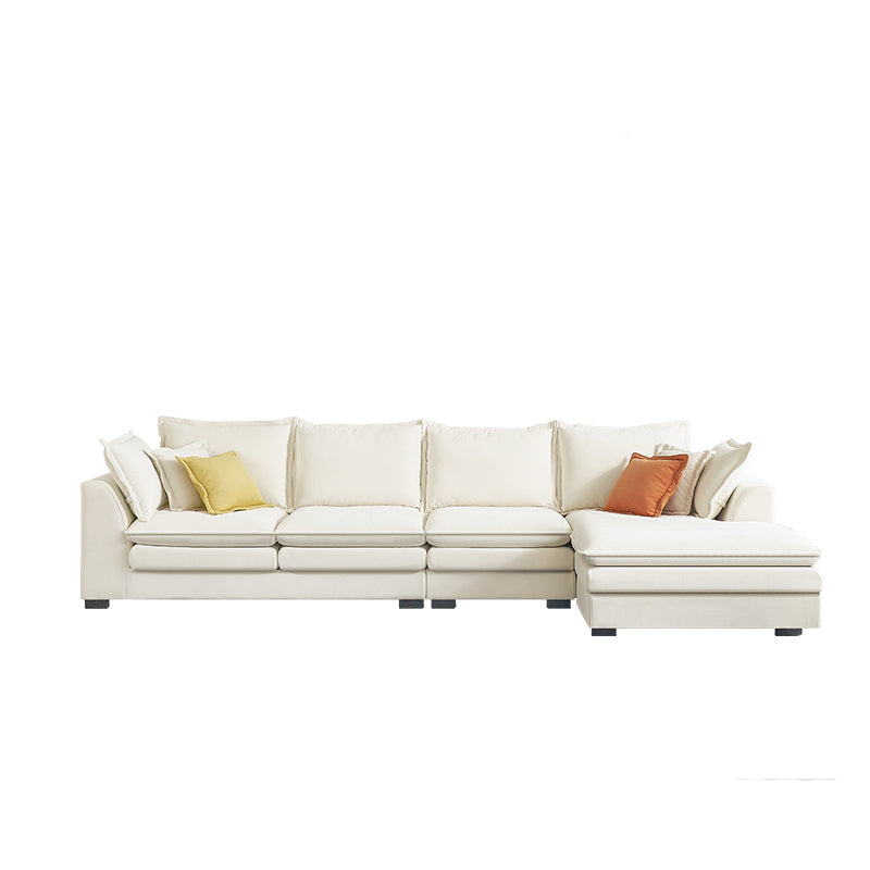 Contemporary Velet Sofa with Pillow Back and Square Arm  in Wood