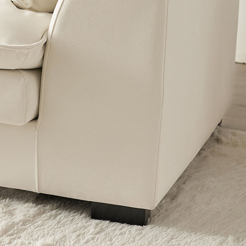 Contemporary Velet Sofa with Pillow Back and Square Arm  in Wood