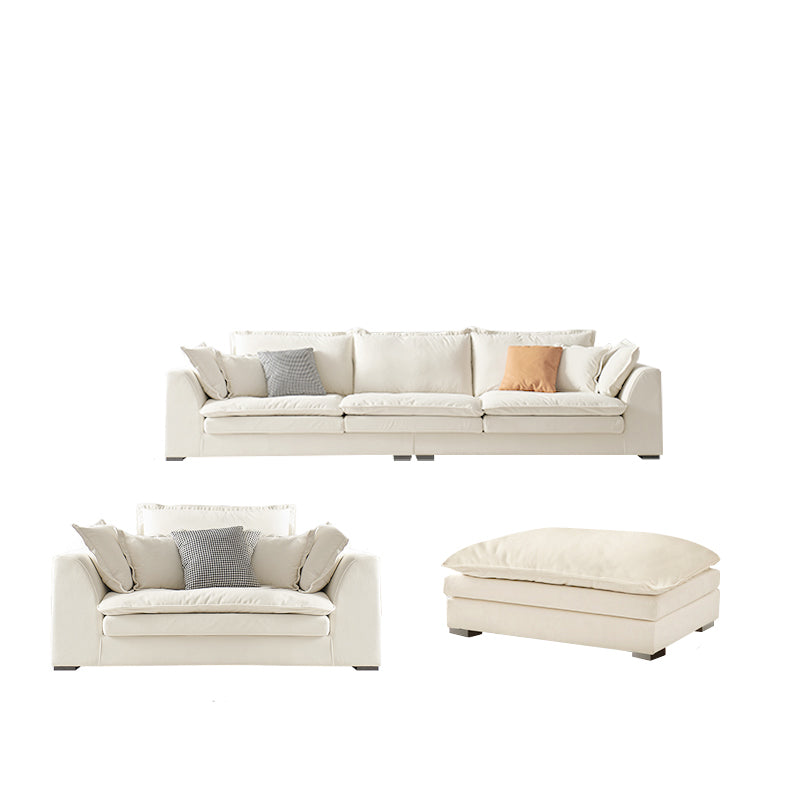 Contemporary Velet Sofa with Pillow Back and Square Arm  in Wood