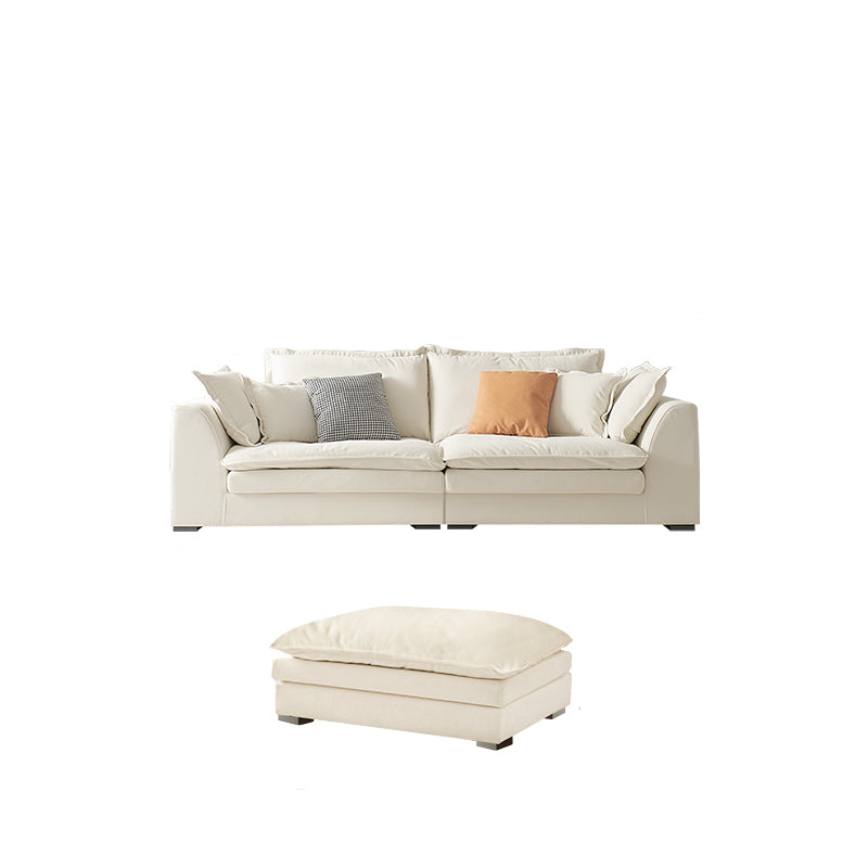Contemporary Velet Sofa with Pillow Back and Square Arm  in Wood