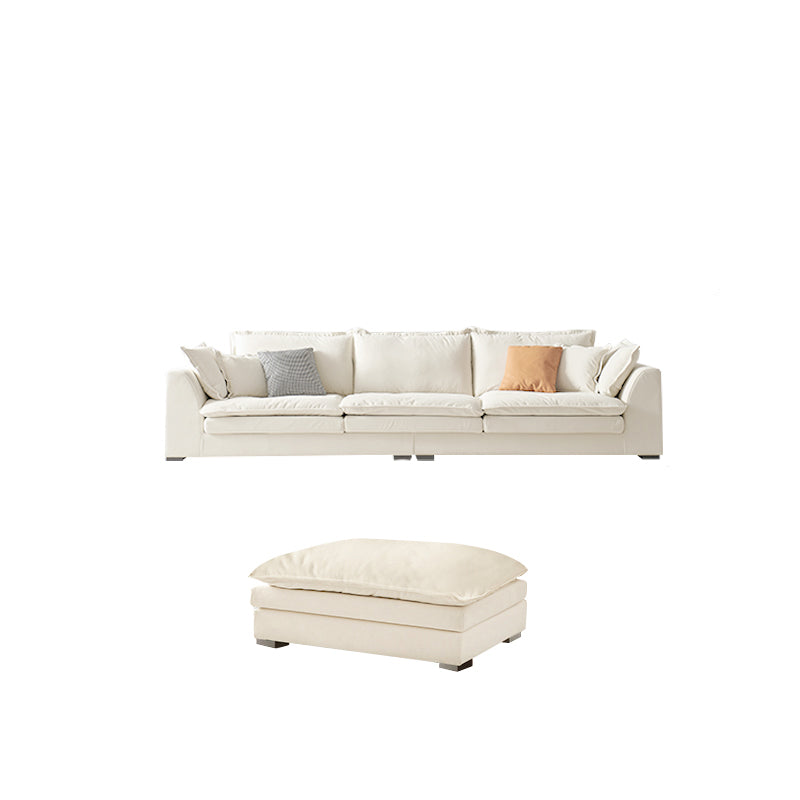 Contemporary Velet Sofa with Pillow Back and Square Arm  in Wood
