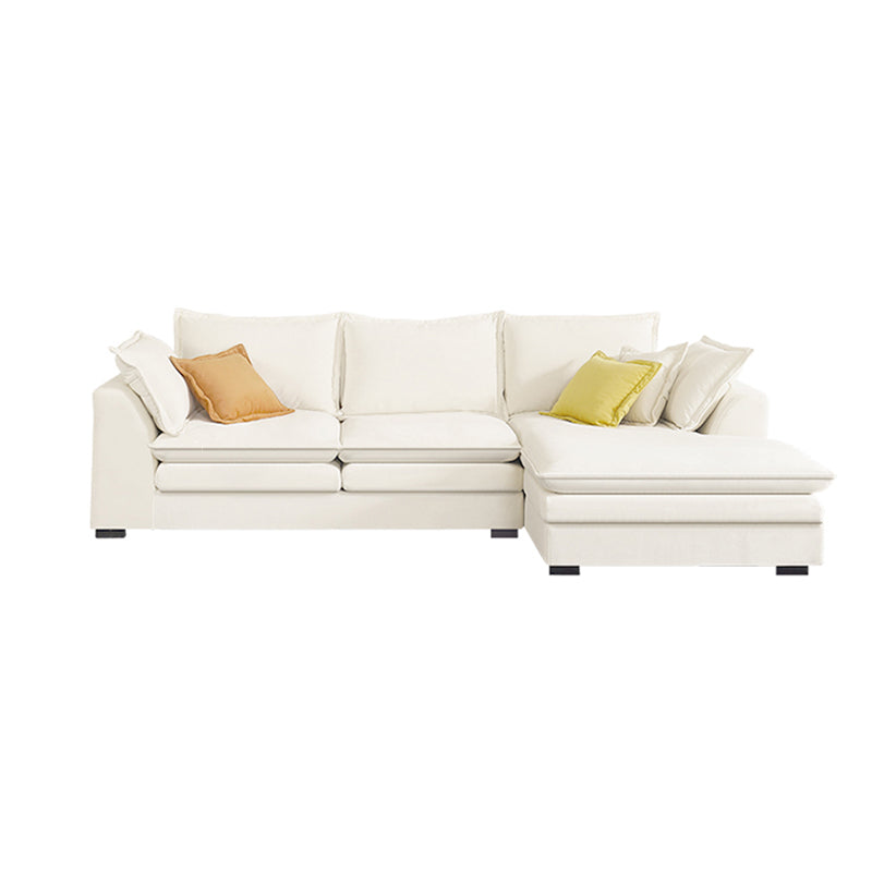 Contemporary Velet Sofa with Pillow Back and Square Arm  in Wood