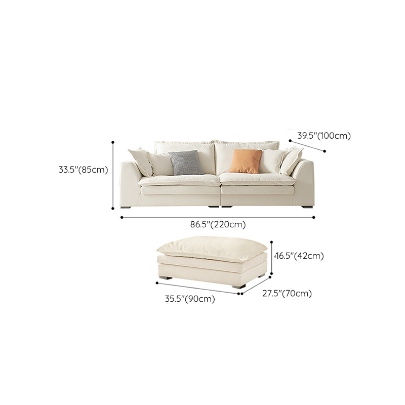 Contemporary Velet Sofa with Pillow Back and Square Arm  in Wood