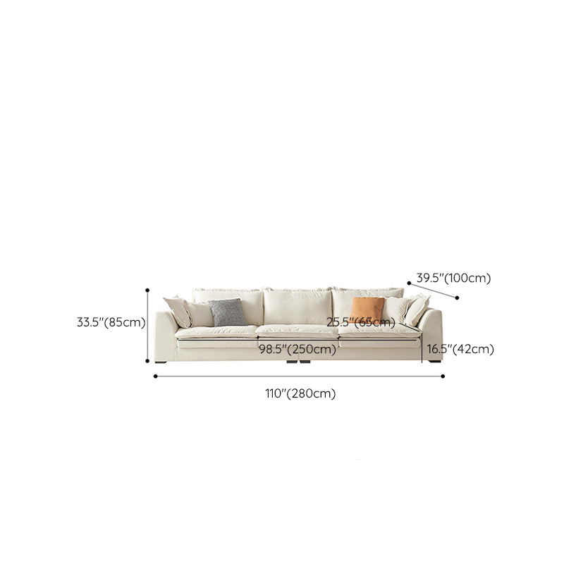 Contemporary Velet Sofa with Pillow Back and Square Arm  in Wood