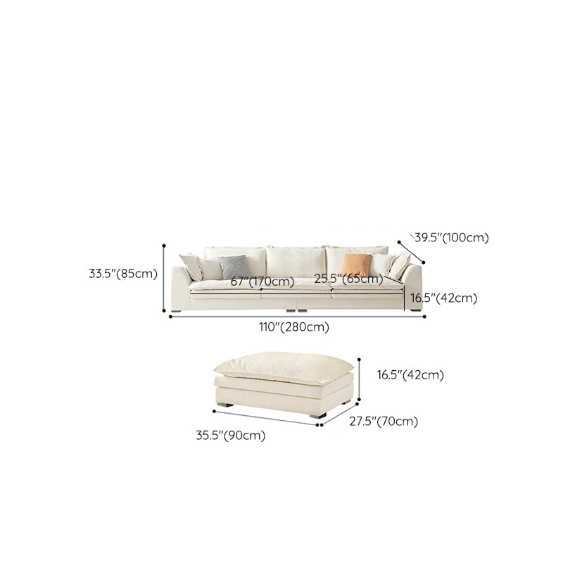 Contemporary Velet Sofa with Pillow Back and Square Arm  in Wood