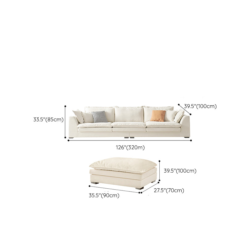 Contemporary Velet Sofa with Pillow Back and Square Arm  in Wood