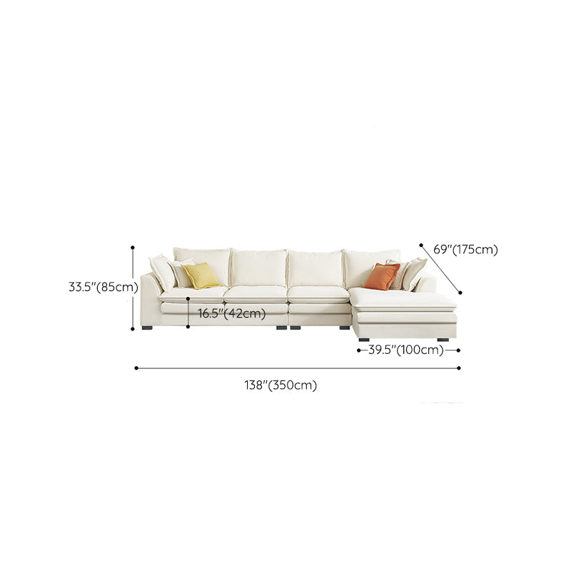 Contemporary Velet Sofa with Pillow Back and Square Arm  in Wood