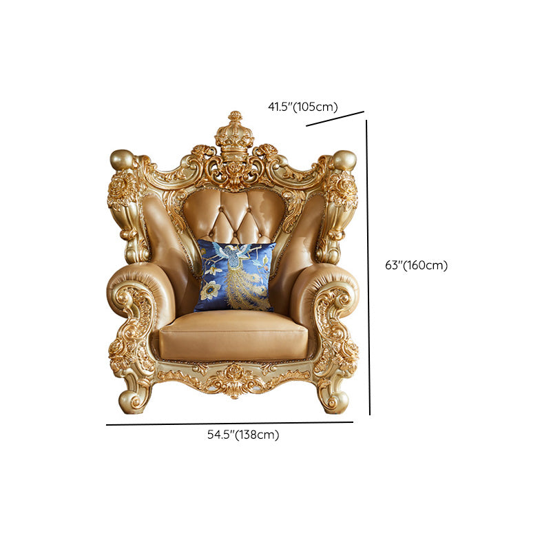 Genuine Leather Sofa Tufted Split-Back Rolled Arm Sofa for Living Room