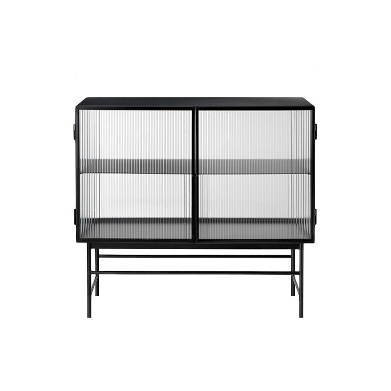 Modern Curio Cabinet Metal Glass Doors Display Cabinet for Living Room
