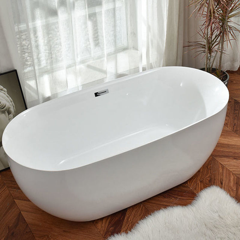 Freestanding Acrylic Bathtub White Modern Center Back to Wall Bath