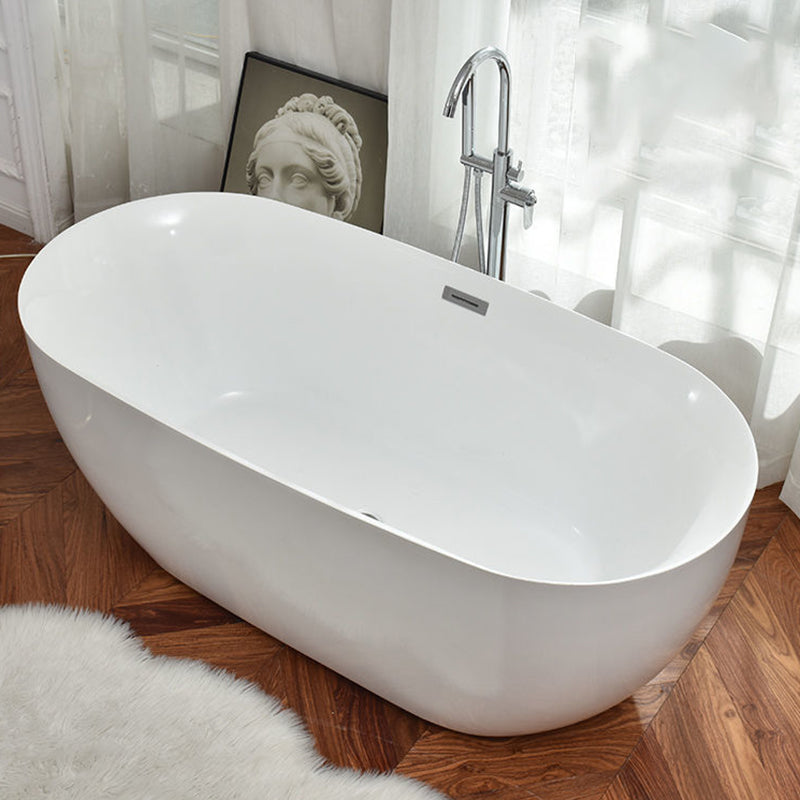 Freestanding Acrylic Bathtub White Modern Center Back to Wall Bath