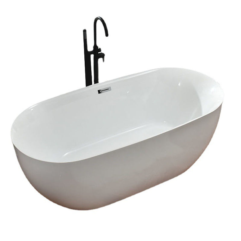 Freestanding Acrylic Bathtub White Modern Center Back to Wall Bath