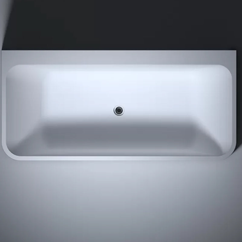 Stone Soaking Tub Antique Finish Rectangular Back to Wall Bath