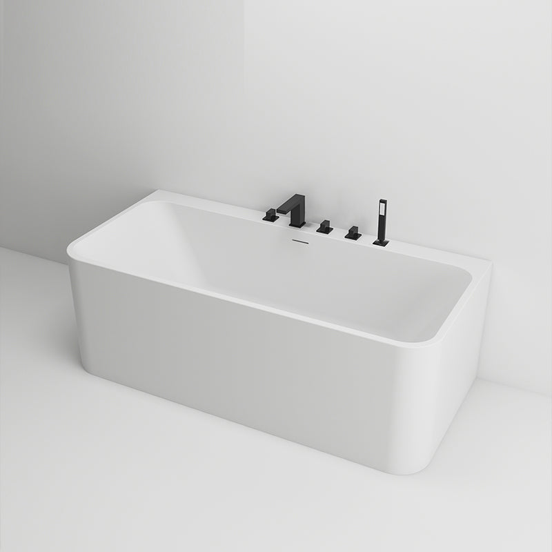 Stone Soaking Tub Antique Finish Rectangular Back to Wall Bath