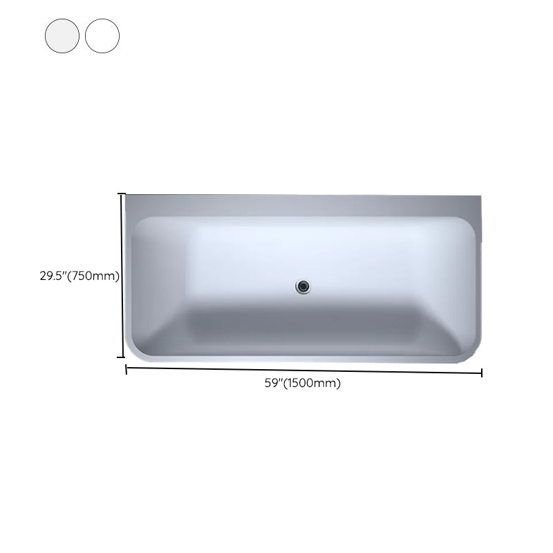 Stone Soaking Tub Antique Finish Rectangular Back to Wall Bath