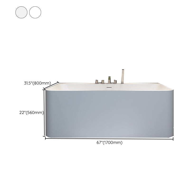 Stone Soaking Tub Antique Finish Rectangular Back to Wall Bath
