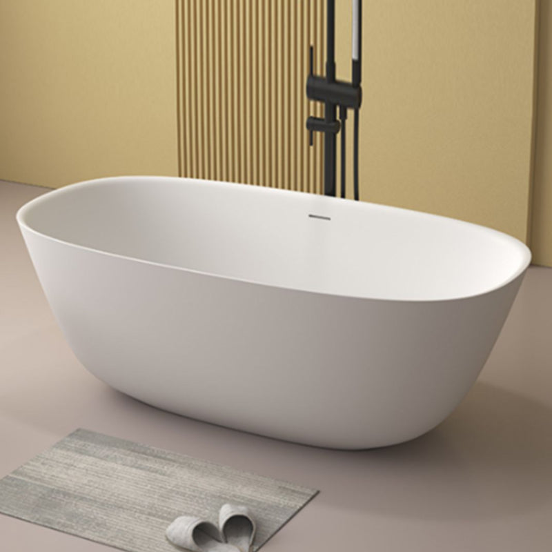 Modern Stone Oval Bathtub Freestanding Soaking Bath Tub , 22.05-inch Tall