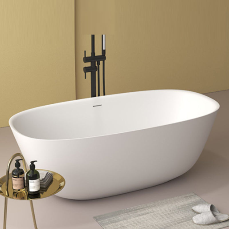 Modern Stone Oval Bathtub Freestanding Soaking Bath Tub , 22.05-inch Tall
