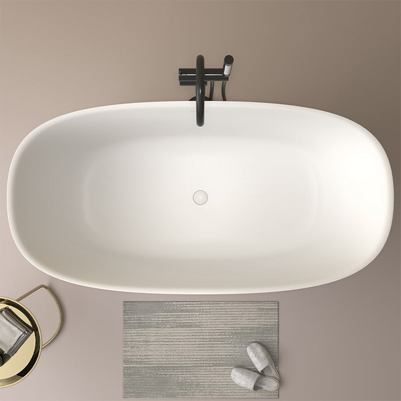 Modern Stone Oval Bathtub Freestanding Soaking Bath Tub , 22.05-inch Tall