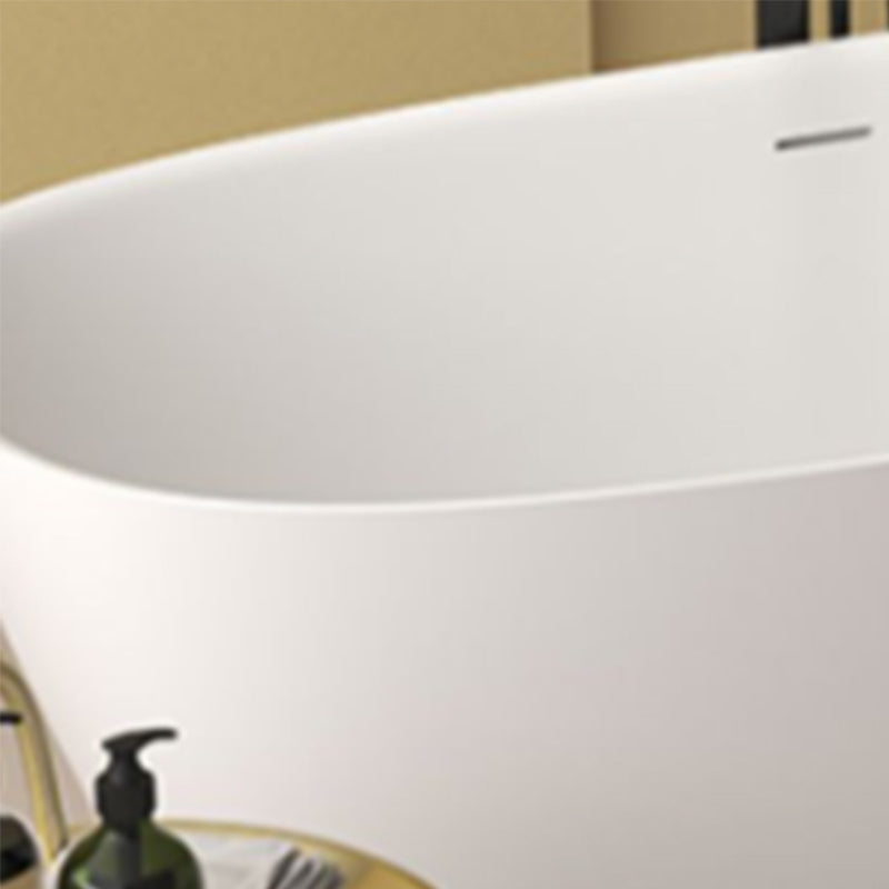 Modern Stone Oval Bathtub Freestanding Soaking Bath Tub , 22.05-inch Tall
