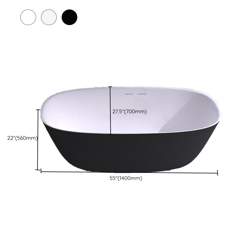 Modern Stone Oval Bathtub Freestanding Soaking Bath Tub , 22.05-inch Tall