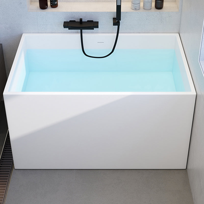 Stone Rectangular Bathtub Modern Soaking Bathtub for Bathroom , 27.56-inch Wide