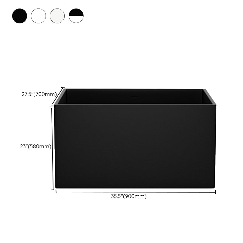 Stone Rectangular Bathtub Modern Soaking Bathtub for Bathroom , 27.56-inch Wide