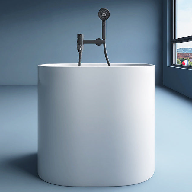 Corner Acrylic Soaking Bathtub Antique Finish Back to Wall Bath Tub