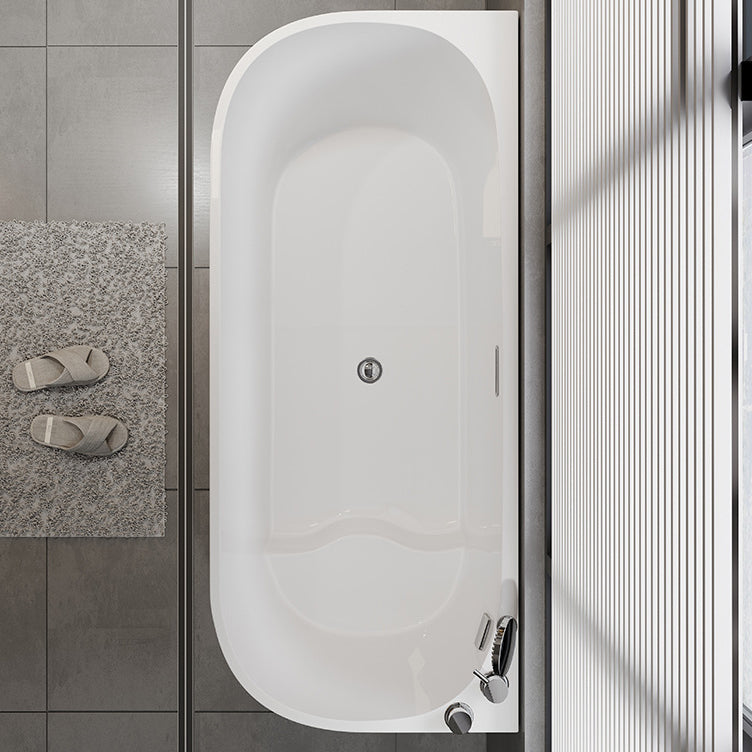 Corner Acrylic Soaking Bathtub Antique Finish Back to Wall Bath Tub