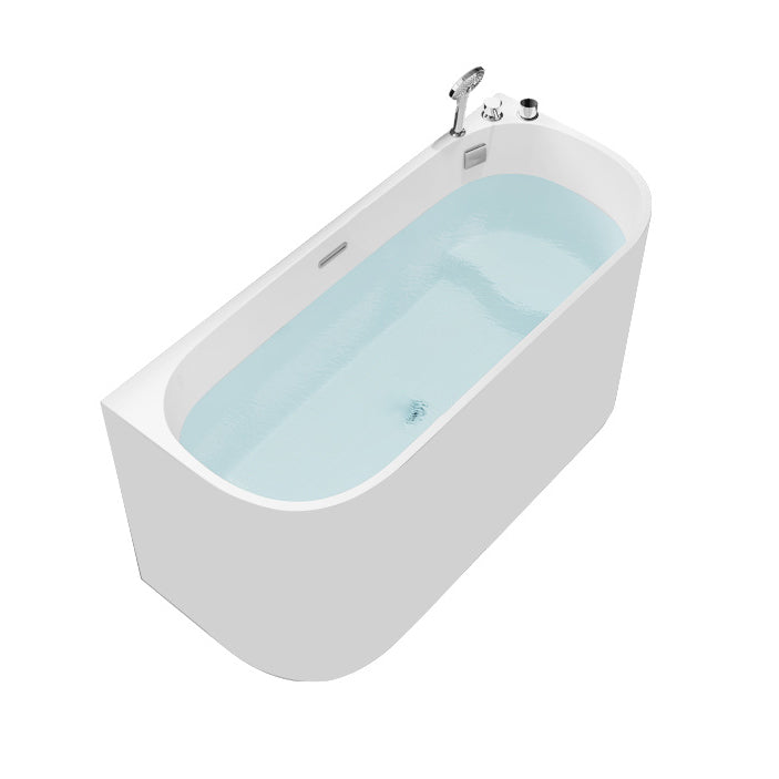 Corner Acrylic Soaking Bathtub Antique Finish Back to Wall Bath Tub