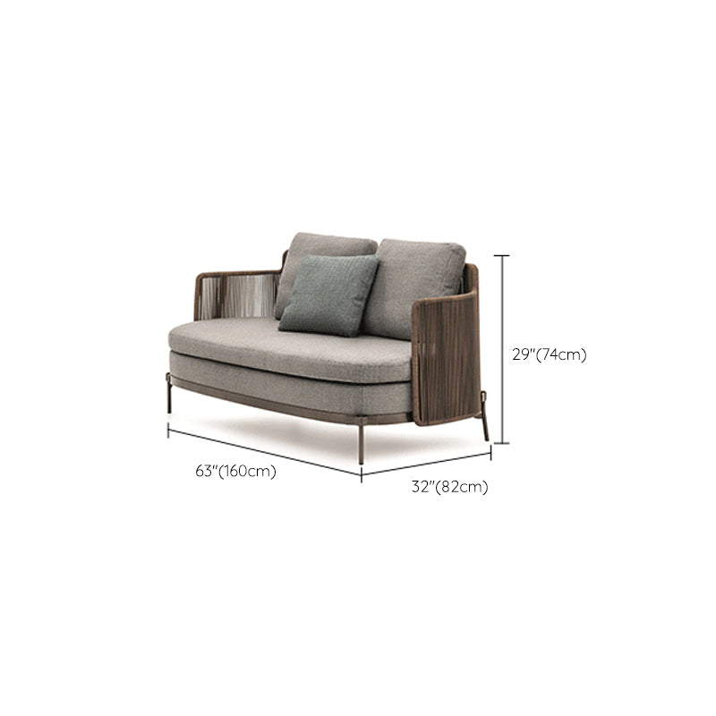 Contemporary Symmetrical Outdoor Patio Sofa With Water Resistant Cushions
