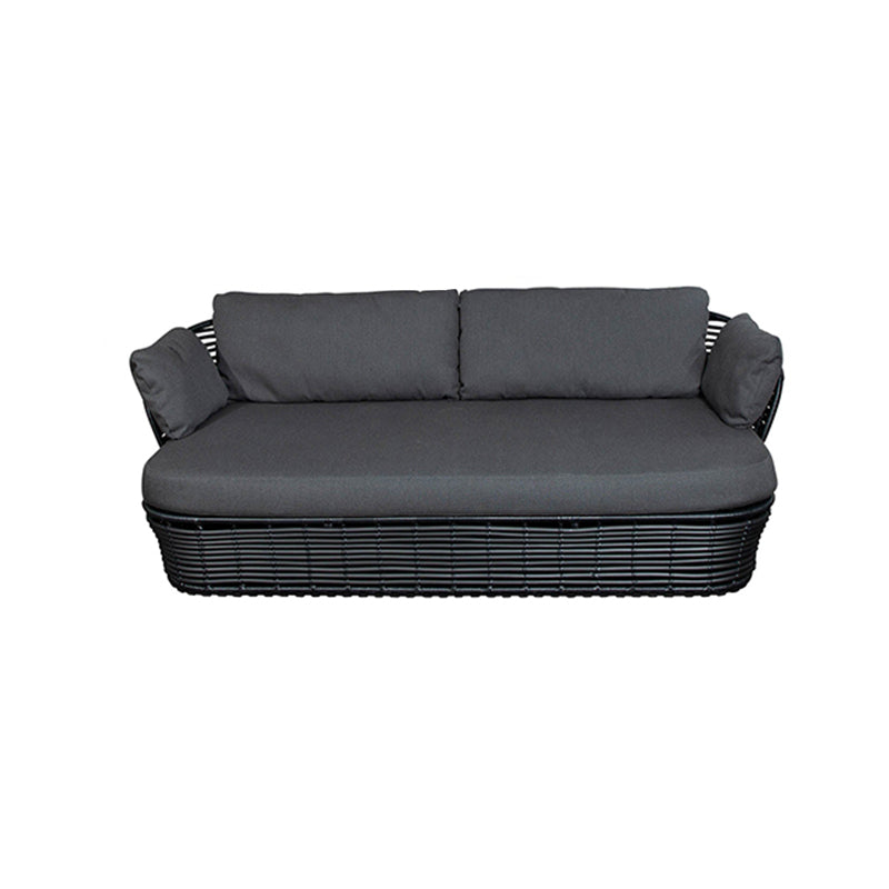 Tropical Plastic Frame Outdoor Patio Sofa with Grey Cushions