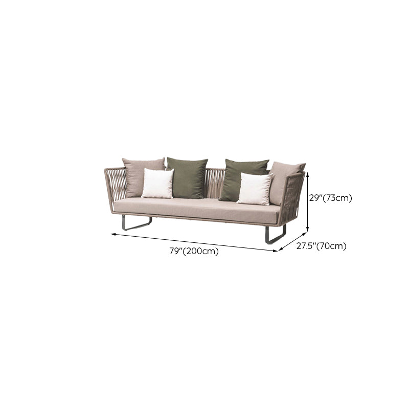 Tropical Style Metal Frame Outdoor Sofa with Cushion Water Resistant Patio Sofa