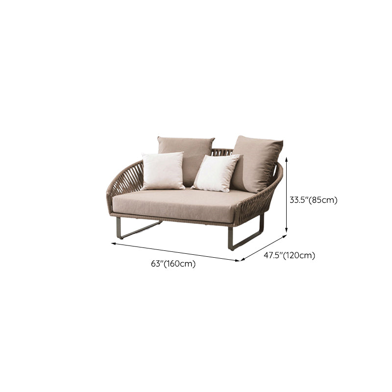 Tropical Style Metal Frame Outdoor Sofa with Cushion Water Resistant Patio Sofa
