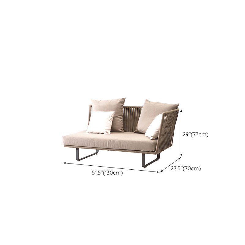 Tropical Style Metal Frame Outdoor Sofa with Cushion Water Resistant Patio Sofa