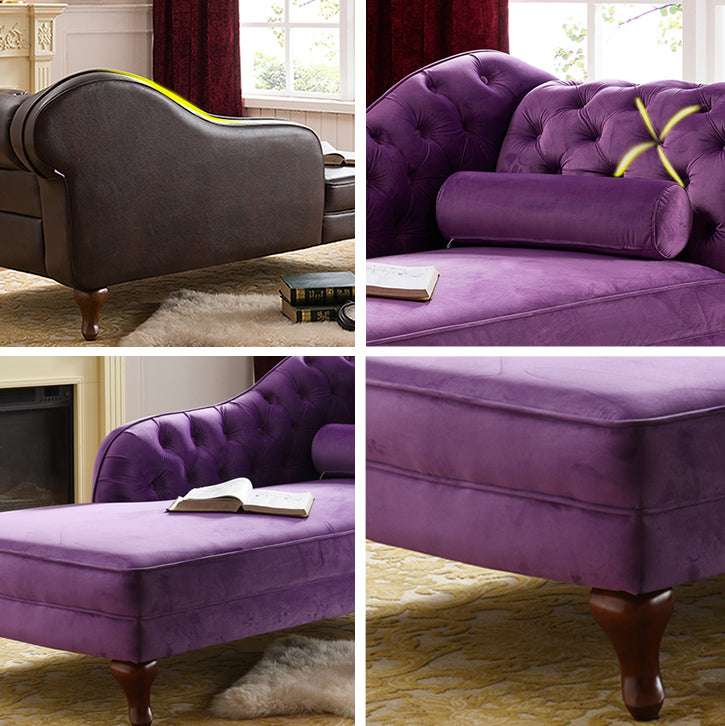 Traditional Micro-velvet Chaise Lounge Chair with One Arms, Upholstered Accent Chair