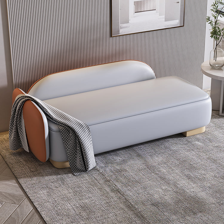 Living Room Chaise Recessed Arms Nordic Chaise Lounge with Leather Upholster