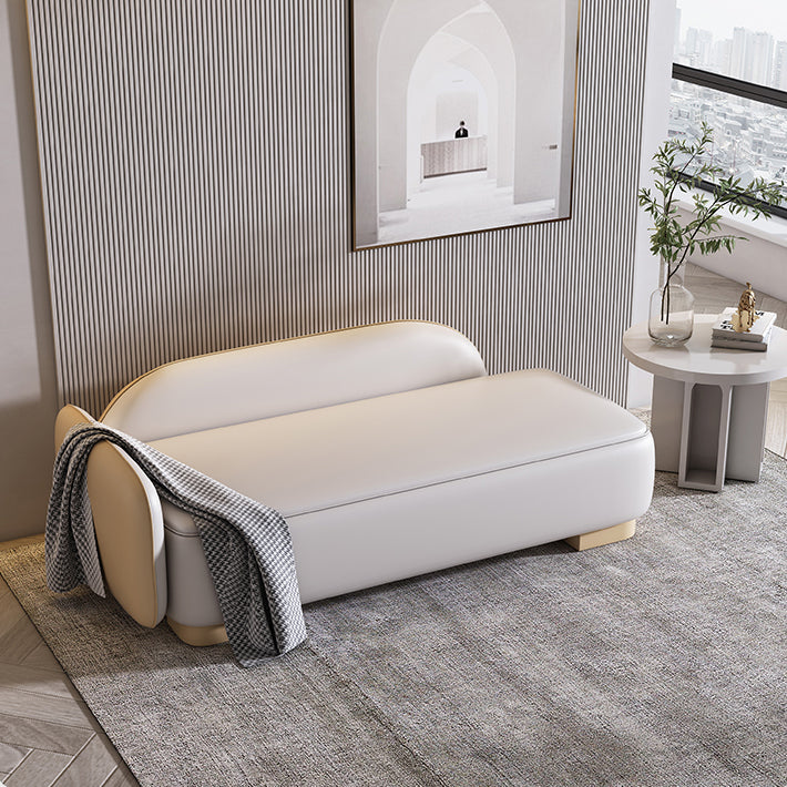 Living Room Chaise Recessed Arms Nordic Chaise Lounge with Leather Upholster