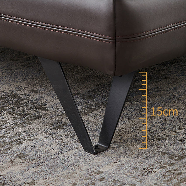 Living Room Black Leather Chaise Pillow Top Arms Modern Chaise Lounge