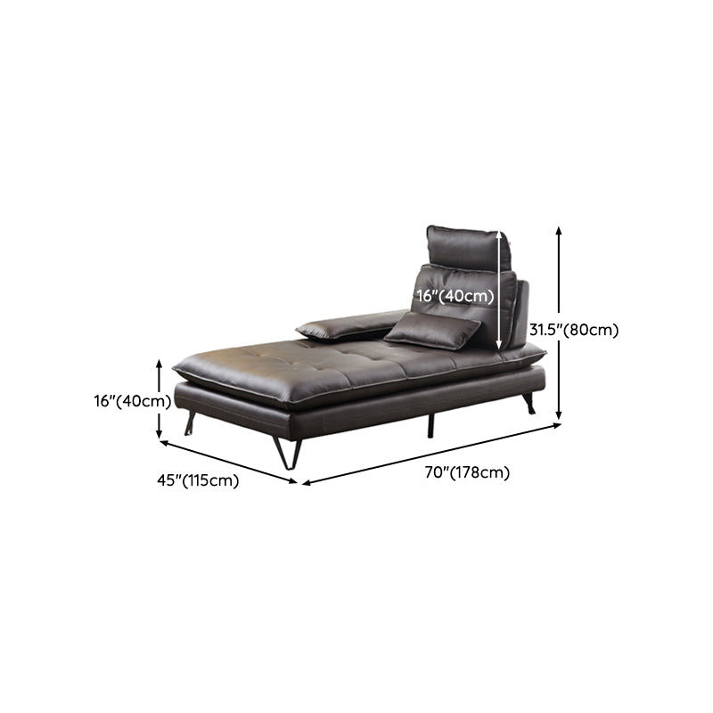 Living Room Black Leather Chaise Pillow Top Arms Modern Chaise Lounge