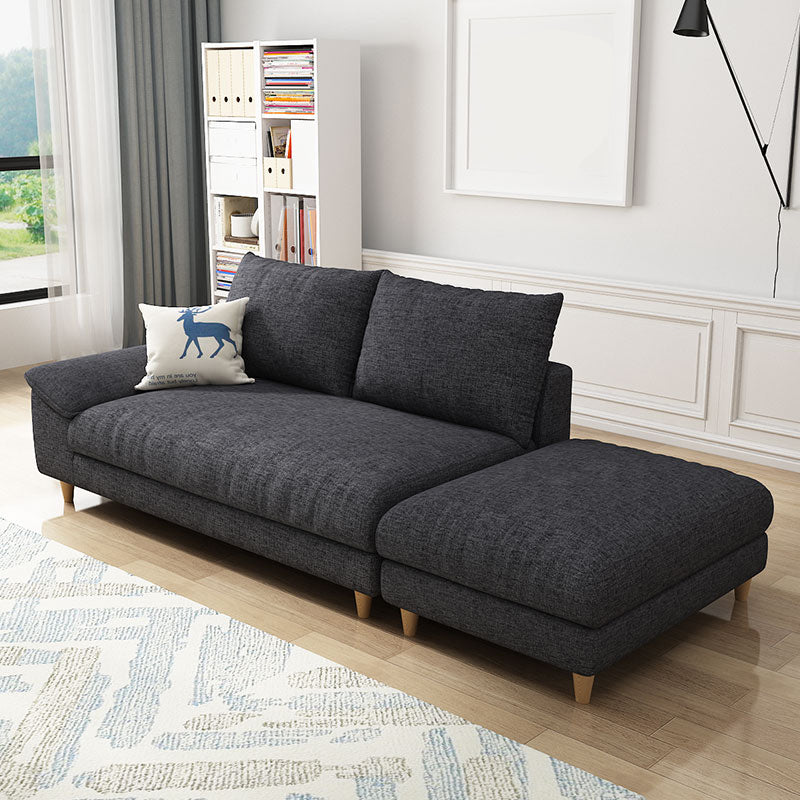 Modern Faux Leather and Linen Chaise Lounge Solid Color Chaise Lounge