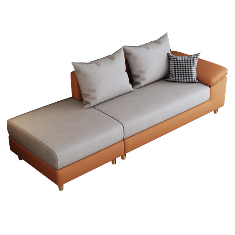 Modern Faux Leather and Linen Chaise Lounge Solid Color Chaise Lounge