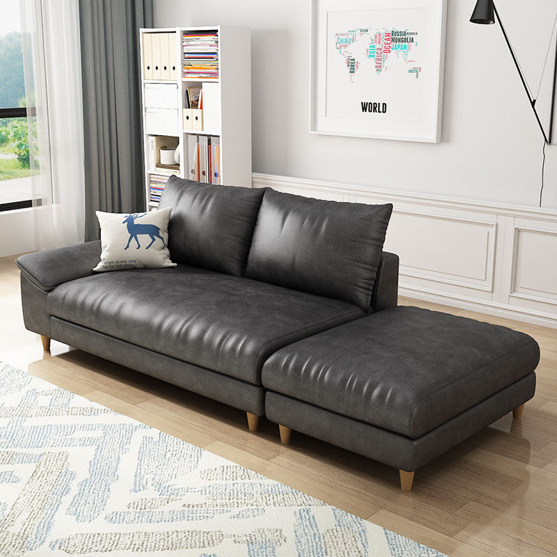 Modern Faux Leather and Linen Chaise Lounge Solid Color Chaise Lounge