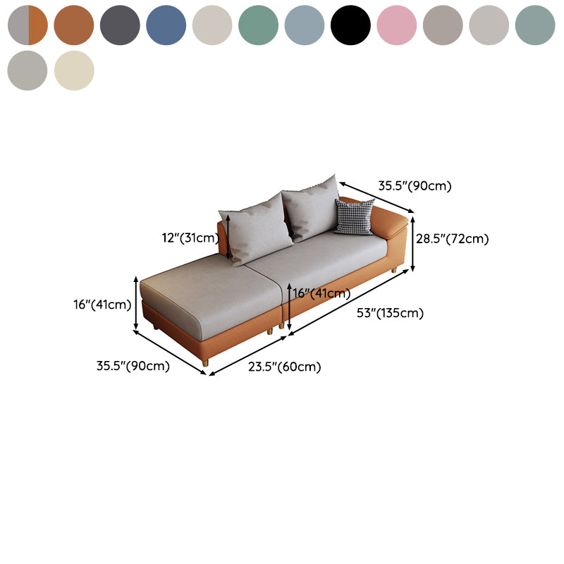 Modern Faux Leather and Linen Chaise Lounge Solid Color Chaise Lounge