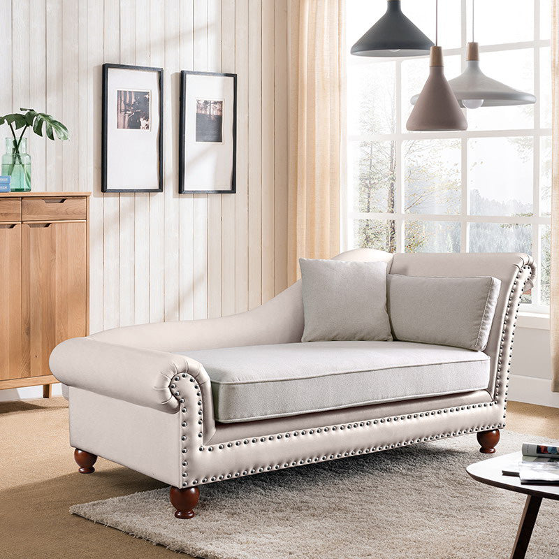 Traditional Chaise Lounge Faux Leather Chaise Lounge with Arm