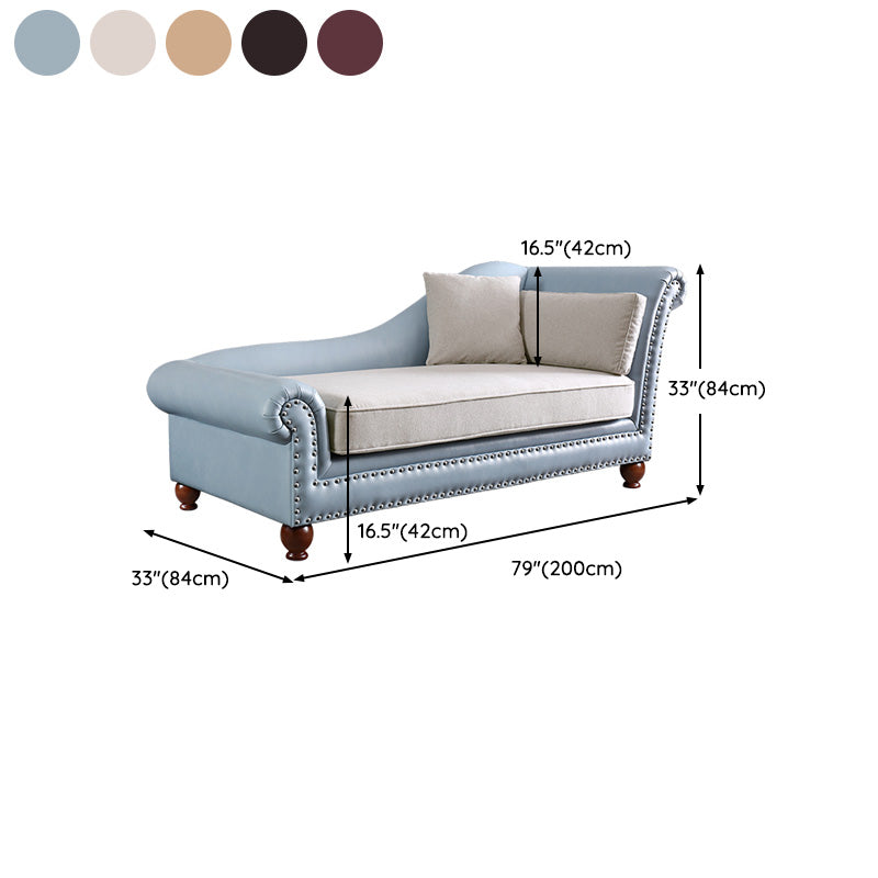 Traditional Chaise Lounge Faux Leather Chaise Lounge with Arm
