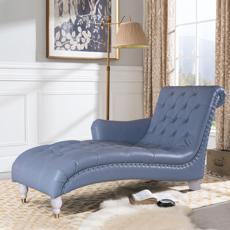 Glam Genuine Leather Chaise Lounge Indoor One Armed Floor Chair