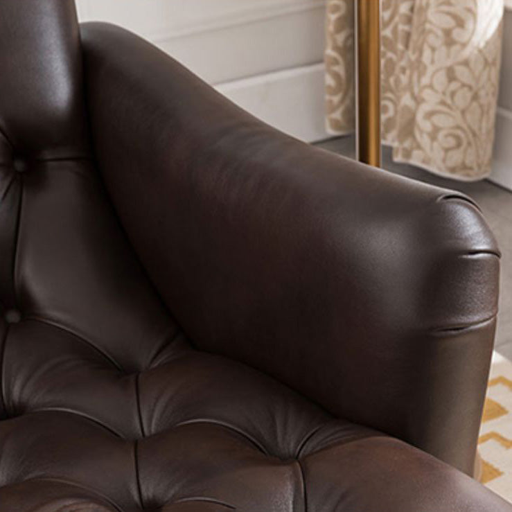 Glam Genuine Leather Chaise Lounge Indoor One Armed Floor Chair