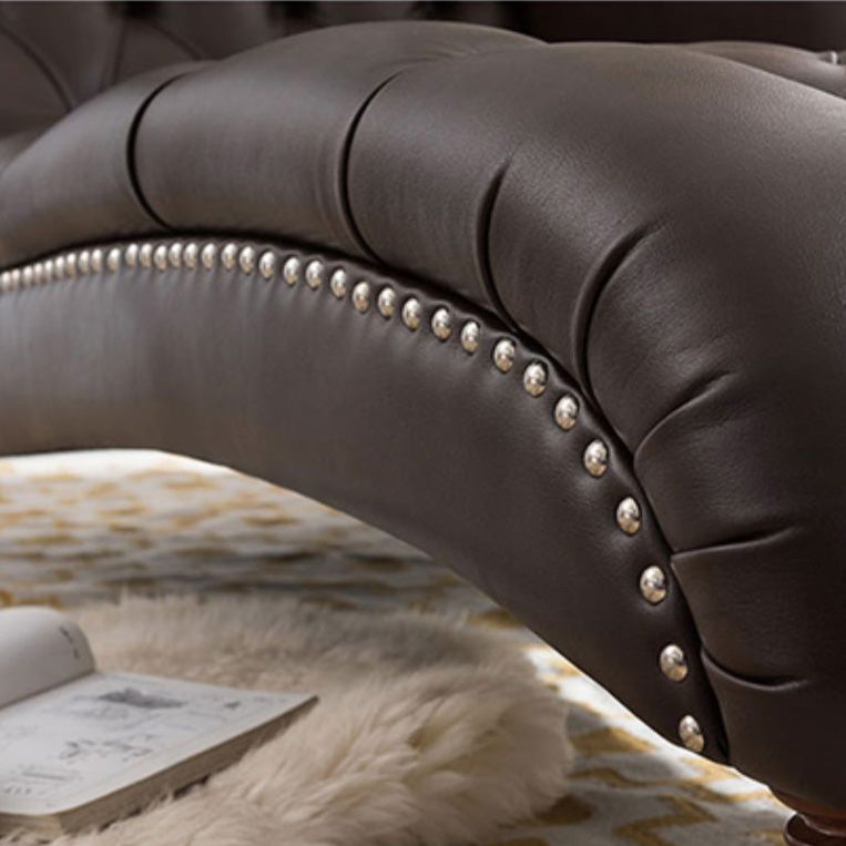 Glam Genuine Leather Chaise Lounge Indoor One Armed Floor Chair