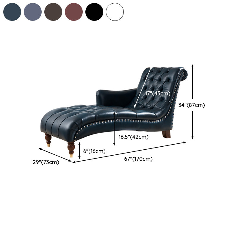 Glam Genuine Leather Chaise Lounge Indoor One Armed Floor Chair